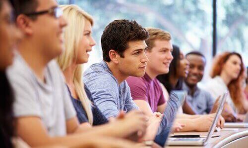 Students paying attention in class