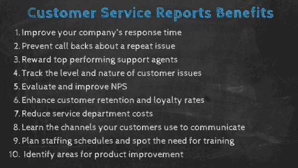 Customer service reports benefits 