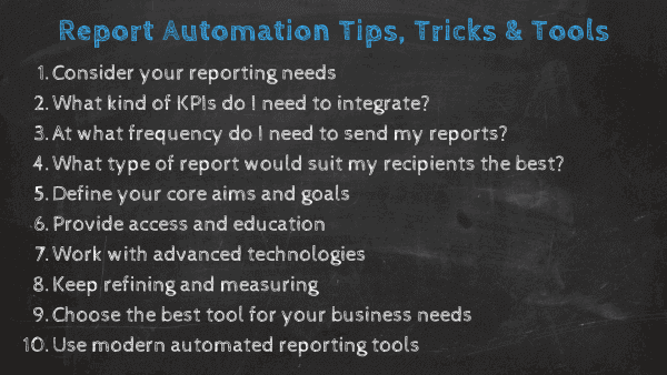 Report automation top 10 tips, tricks, and tools