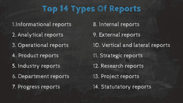 Top 14 types of reports overview graphic