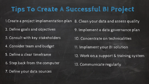 Top 13 tips to create a successful BI project 