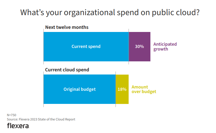 Organizational spend on public cloud - Flexera