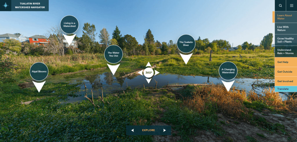 Animated data visualization showing the Tualatin River watershed