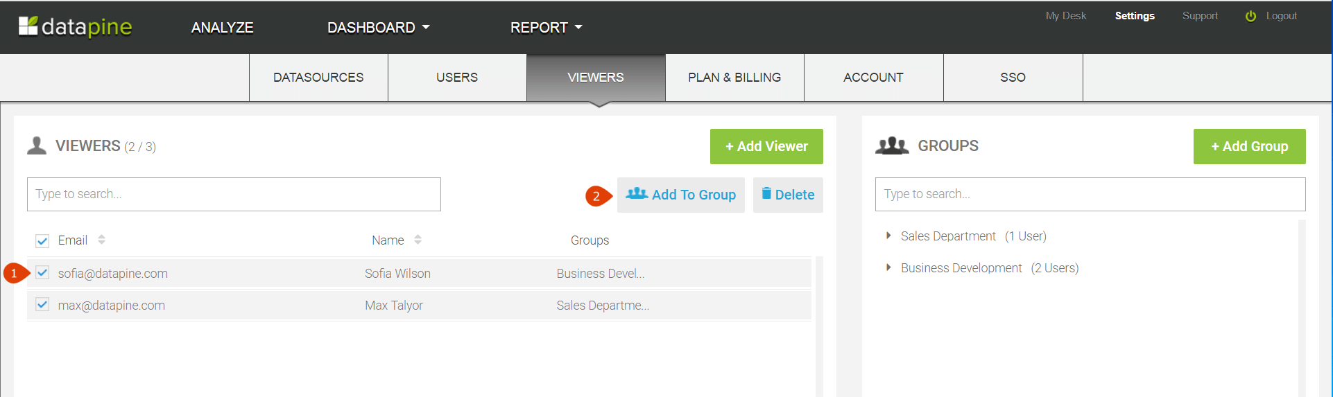 how to add multiple viewers to a group