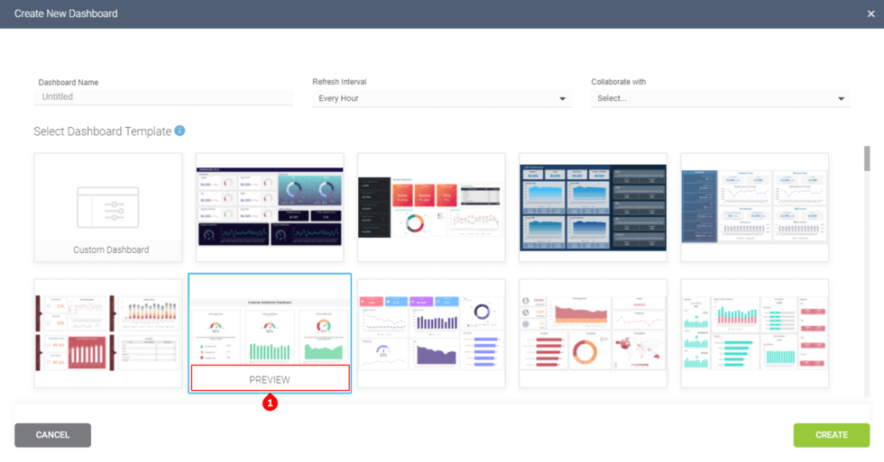 How to show the preview of a dashboard template