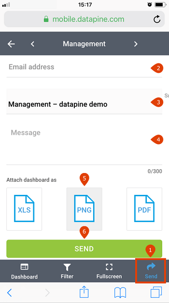 How to send a mobile dashboard by mail