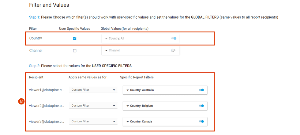 How to set user specific filter for a customized report