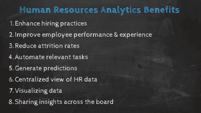 blackboard showing HR analytics benefits